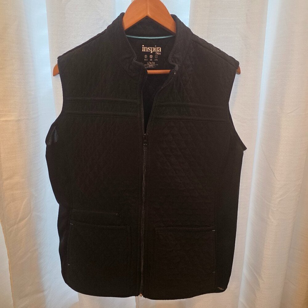 Inspira Flex Zip Front Quilted Vest Black Size Large